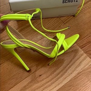 Schutz neon yellow high heels